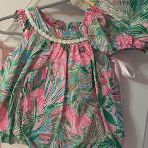 Lilly Pulitzer Tropical Pink and Green Baby Dress Set